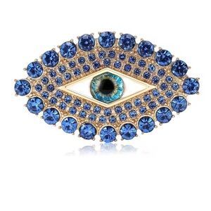 Gaze Evil Eye Royal Blue Crystals Brooch